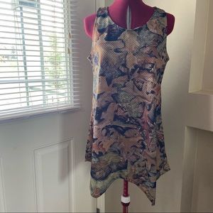 Tailored women camouflage, asymmetrical hemline, jersey top. Size Bust 36. Used.